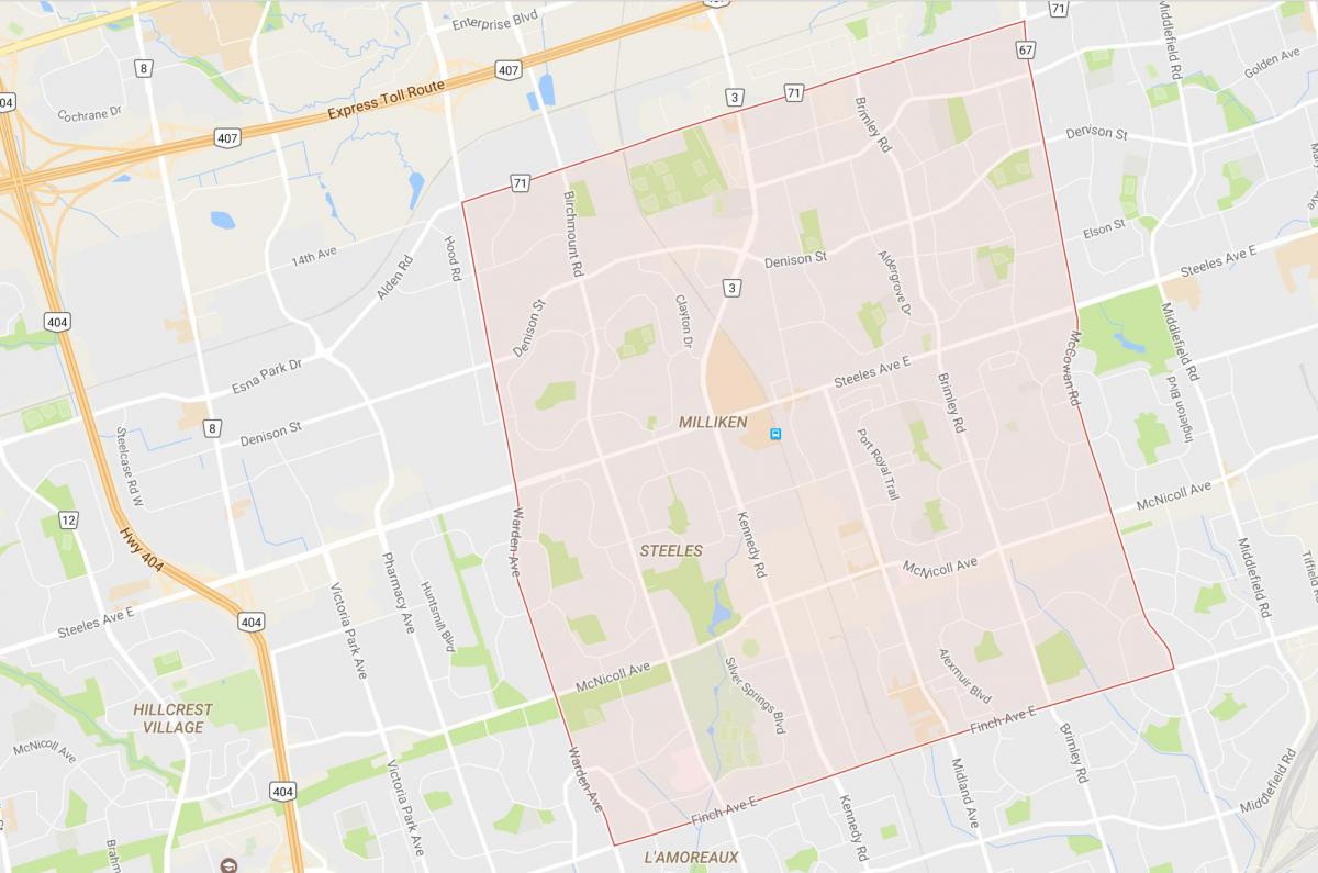 Peta dari Milliken lingkungan Toronto