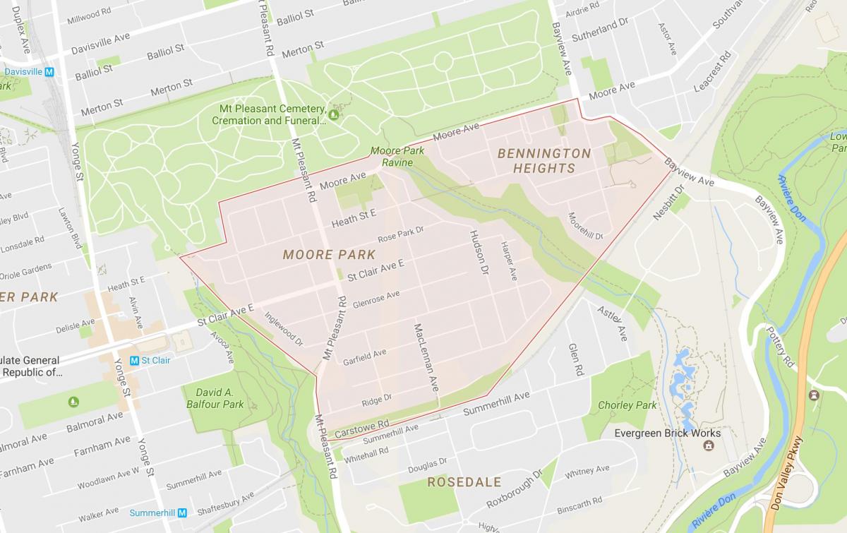 Peta dari Moore Park sekitar Toronto
