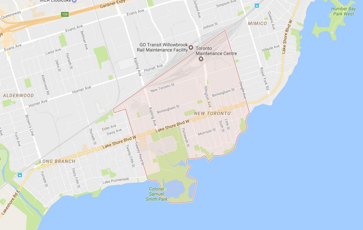 Peta dari Baru Toronto lingkungan Toronto