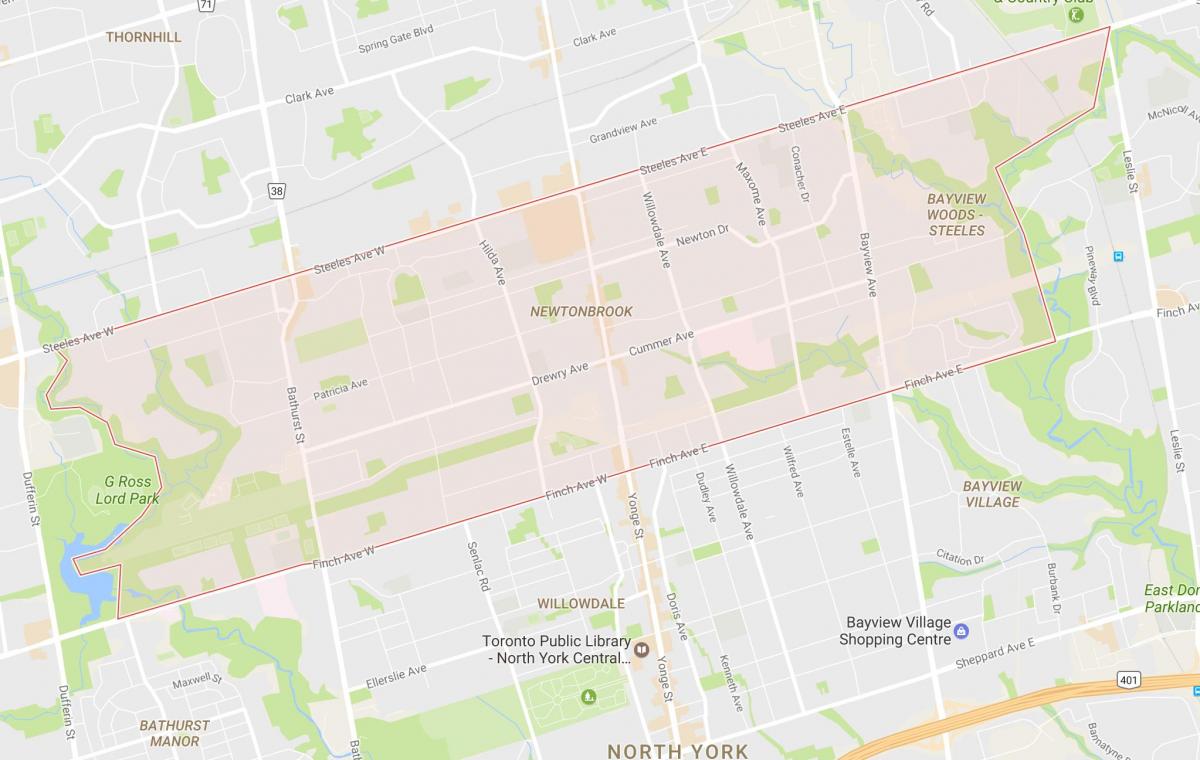 Peta dari Newtonbrook lingkungan Toronto