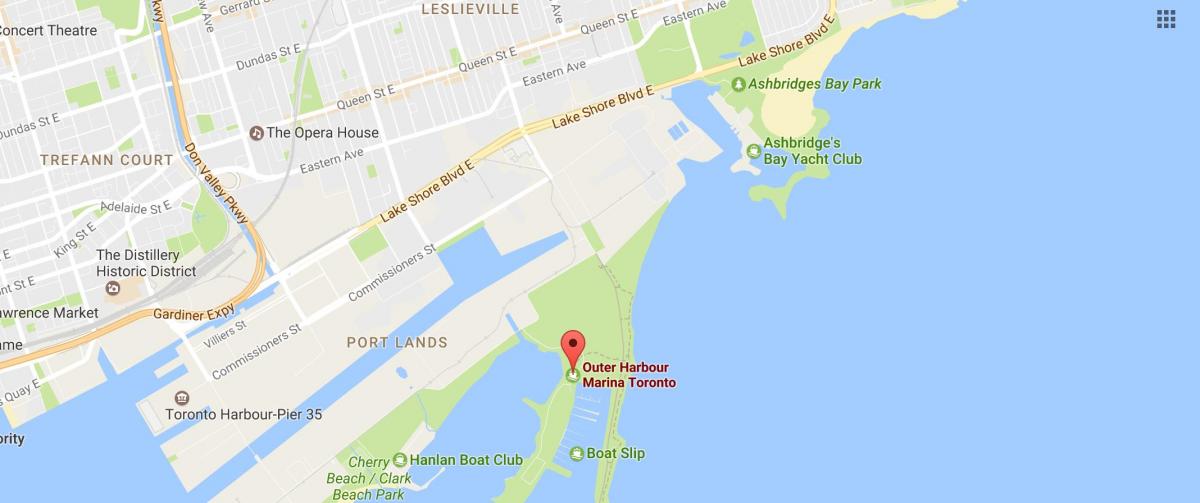 Peta dari Luar pelabuhan marina Toronto