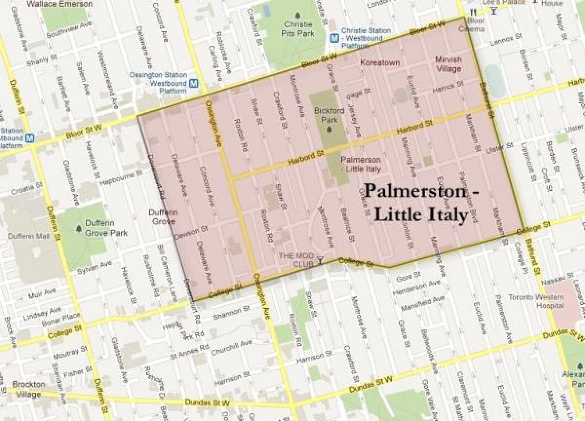 Peta dari Palmerston little Italy, Toronto