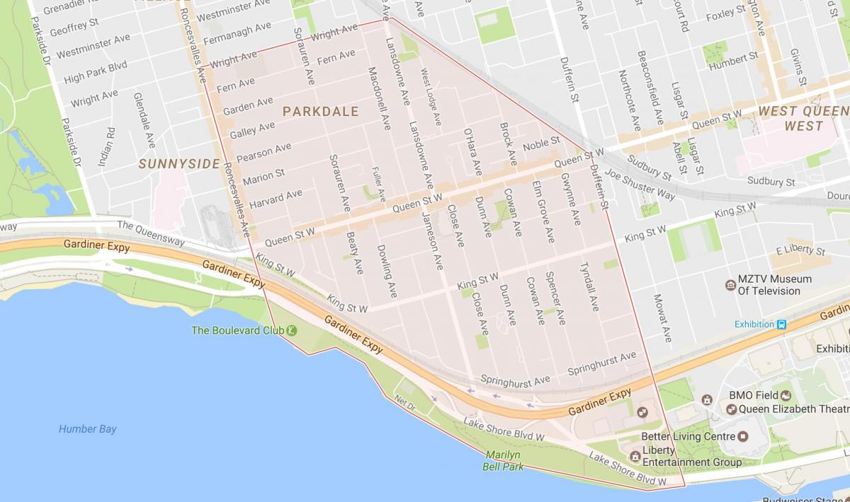 Peta dari Parkdale lingkungan Toronto