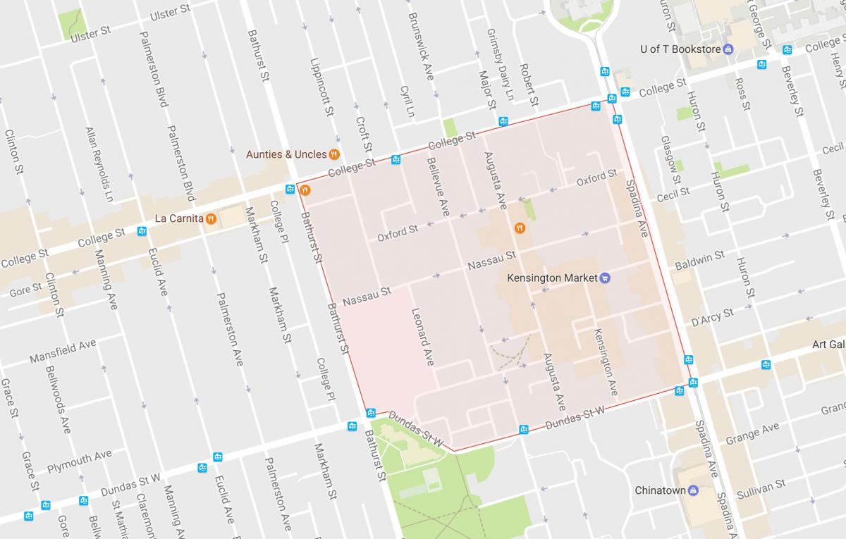 Peta Pasar Kensington lingkungan Toronto