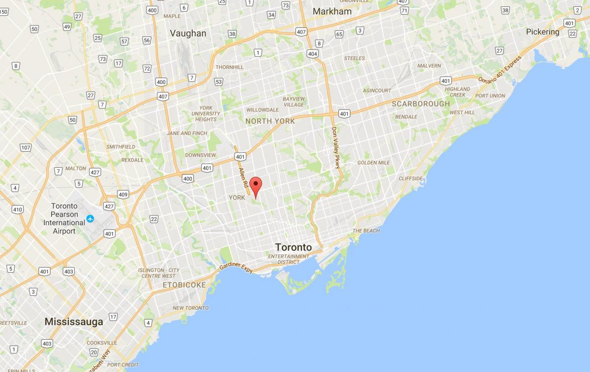 Peta dari Humewood–Cedarvale district, Toronto