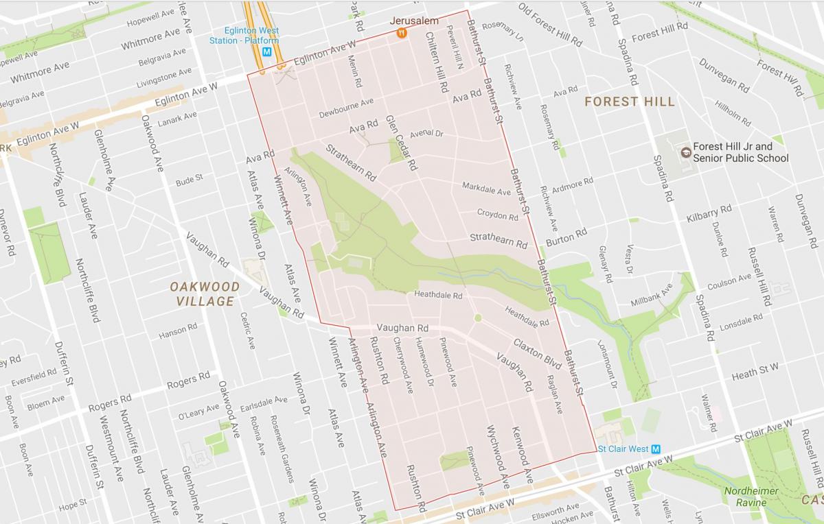 Peta dari Humewood–Cedarvale lingkungan Toronto