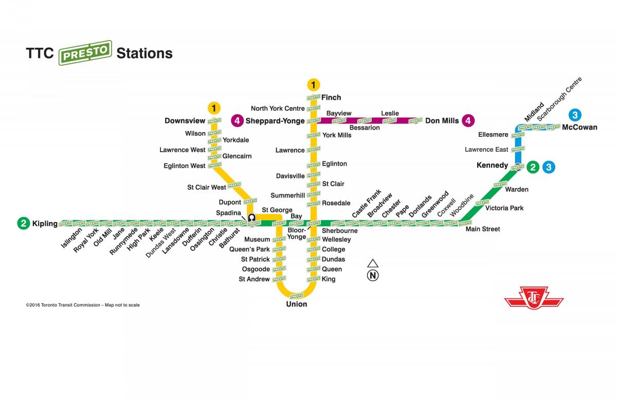Peta dari stasiun presto TTC