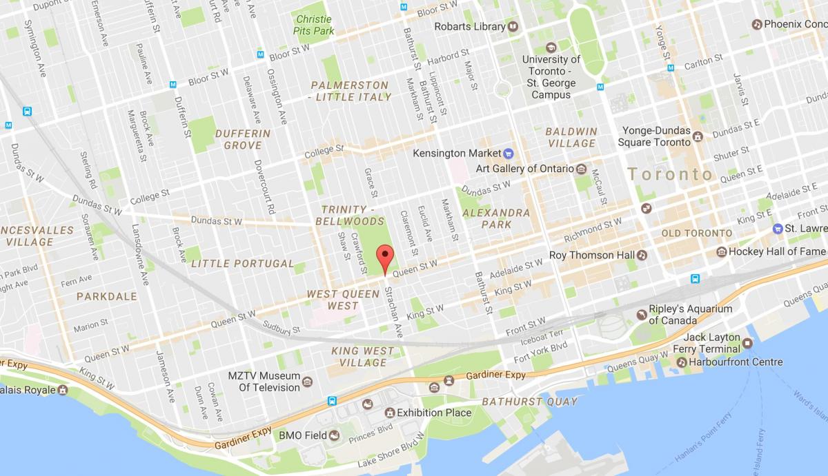 Peta dari Queen Street West lingkungan Toronto