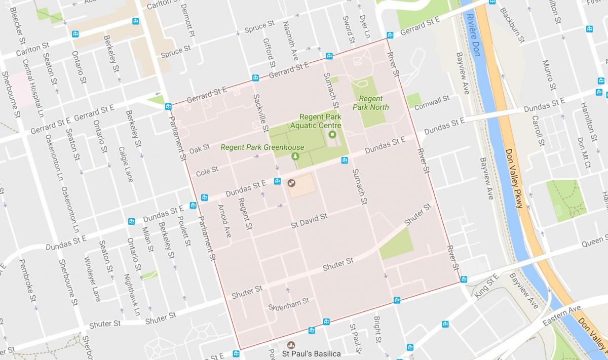 Peta dari Regent Park sekitar Toronto