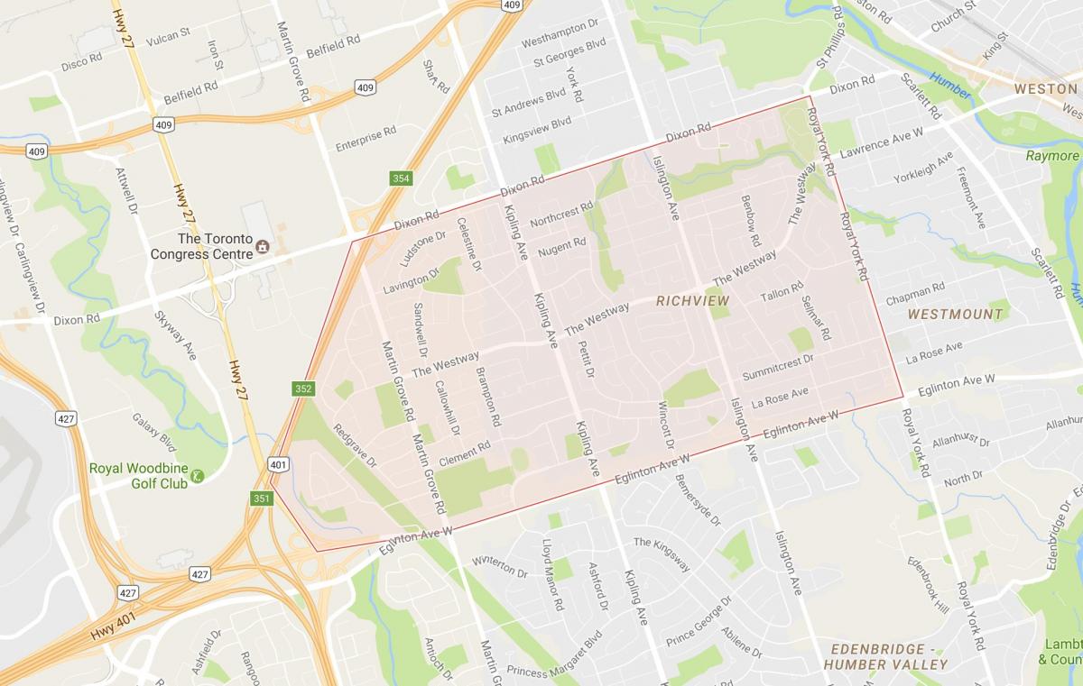 Peta dari Richview lingkungan Toronto