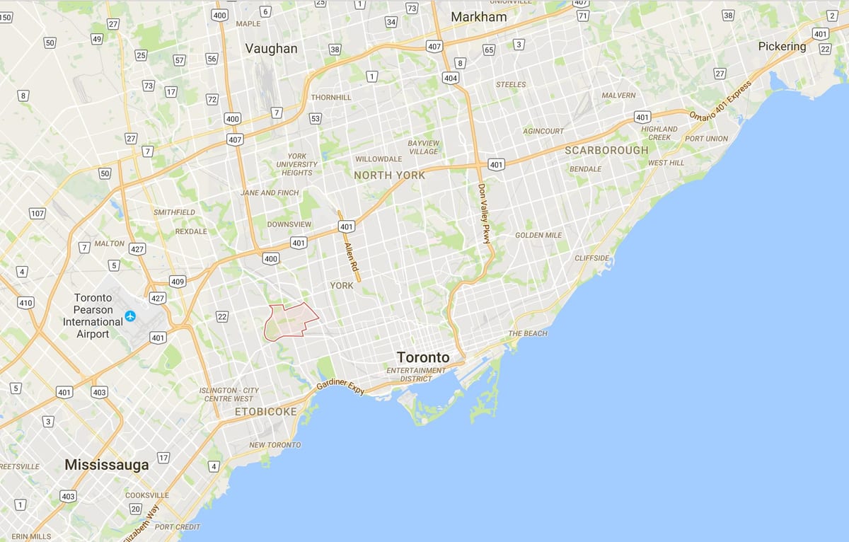 Peta dari Rockcliffe–Smythe district, Toronto