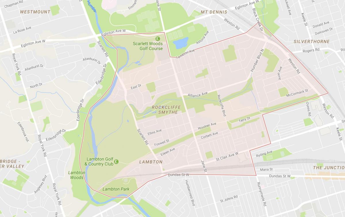 Peta dari Rockcliffe–Smythe lingkungan Toronto