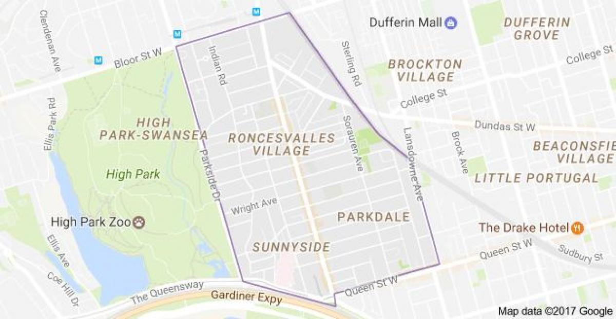 Peta dari Roncesvalles village, Toronto