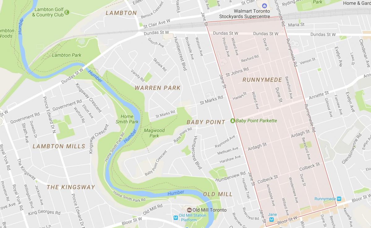Peta dari Runnymede lingkungan Toronto