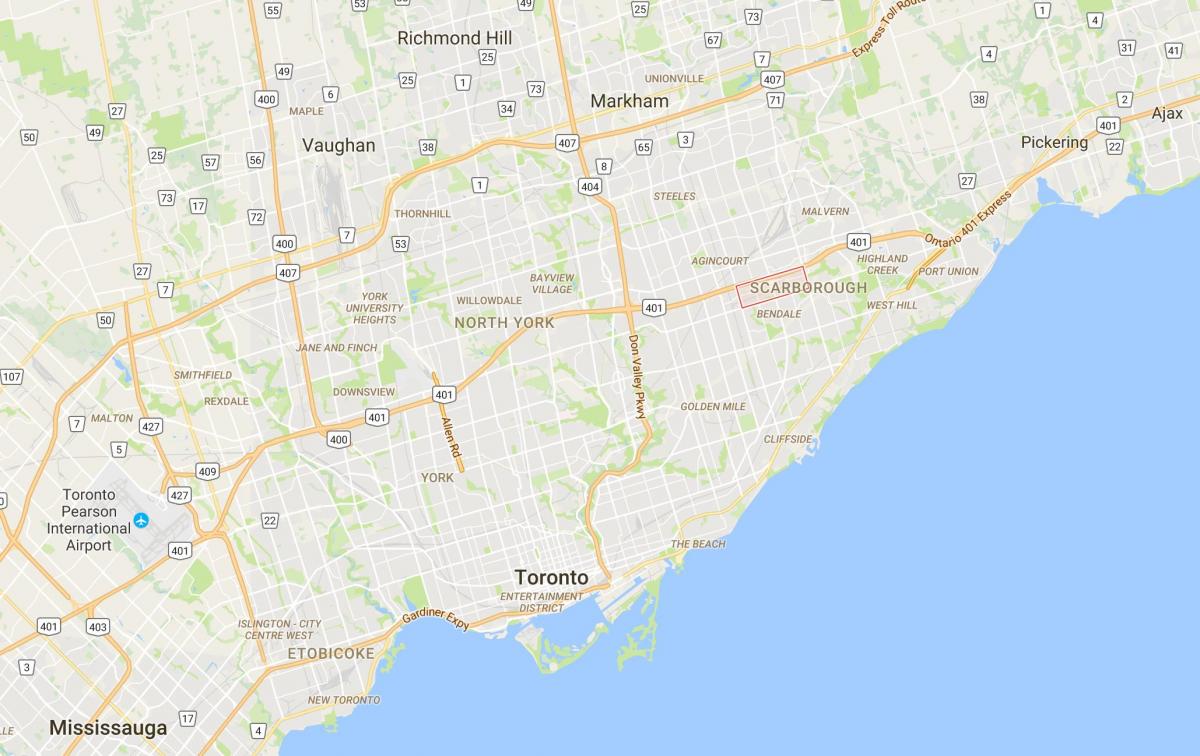 Peta Kota Scarborough Pusat kota Toronto