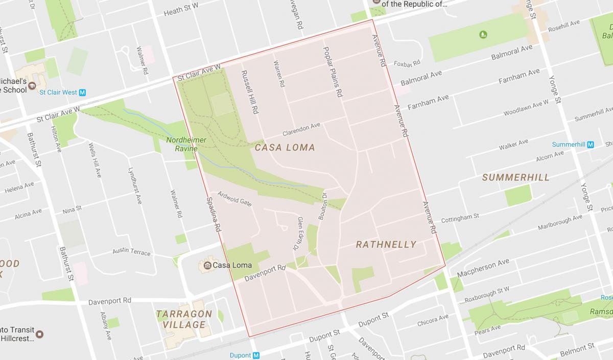 Peta Selatan Hill lingkungan Toronto