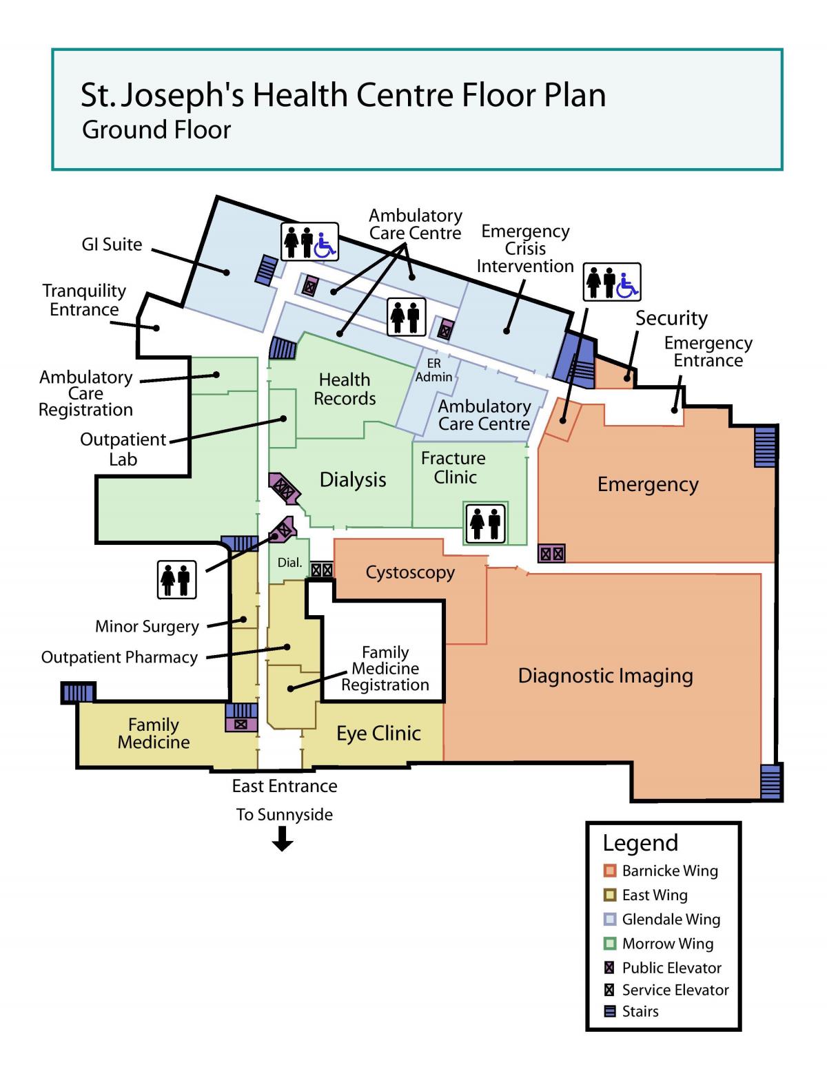 Peta dari St. Joseph Health Centre lantai dasar