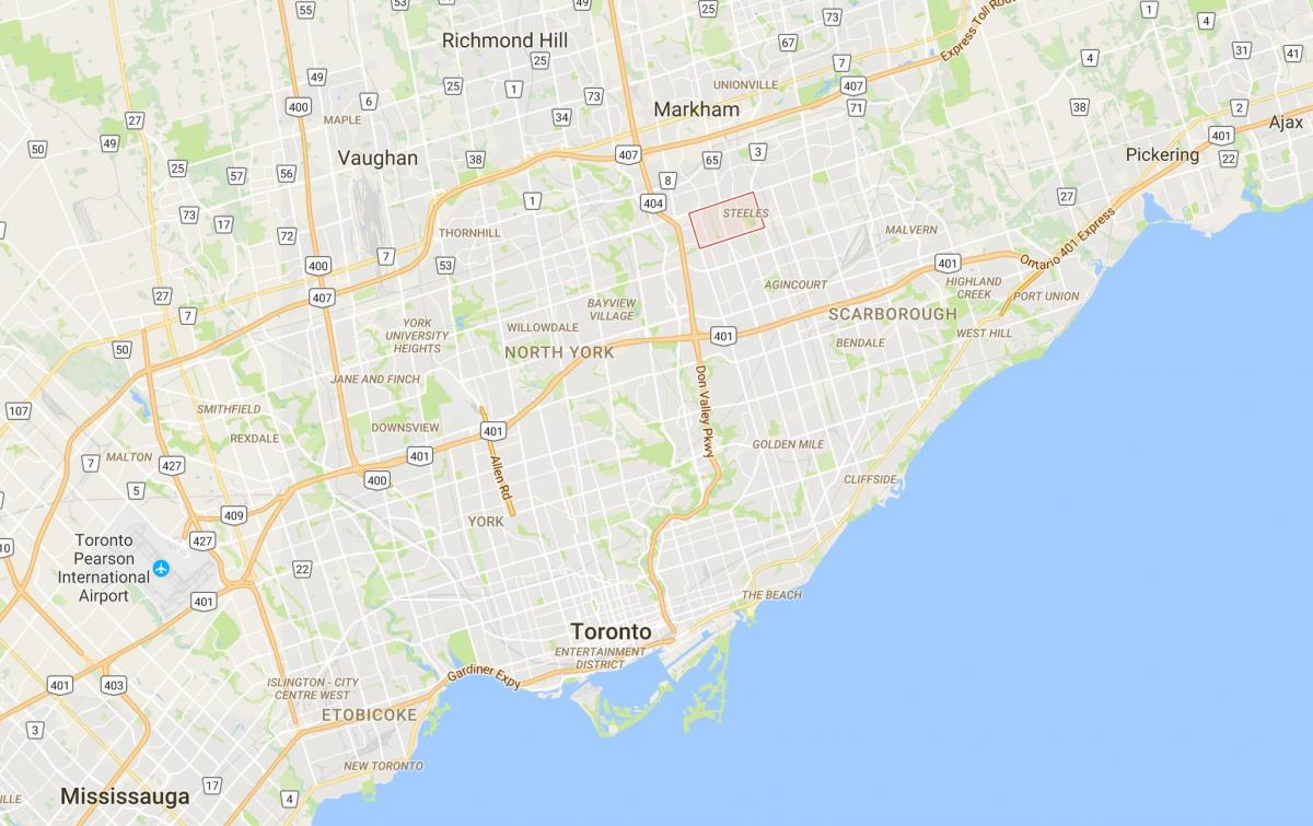 Peta dari Steeles district, Toronto