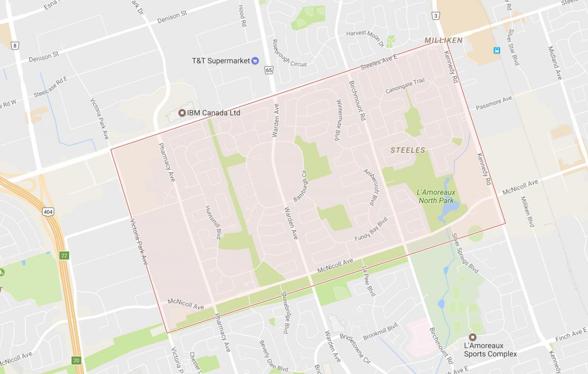 Peta dari Steeles lingkungan Toronto