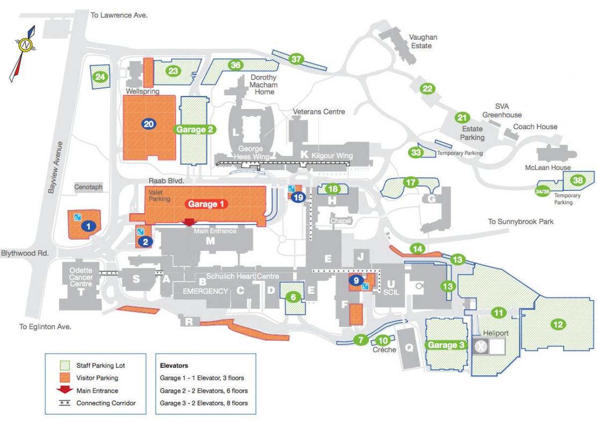 Peta dari Sunnybrook Hospital