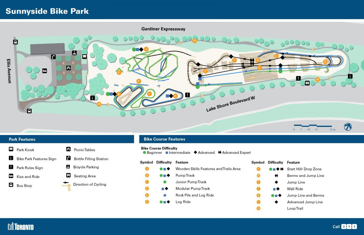 Peta dari Sunnyside Bike Park, Toronto
