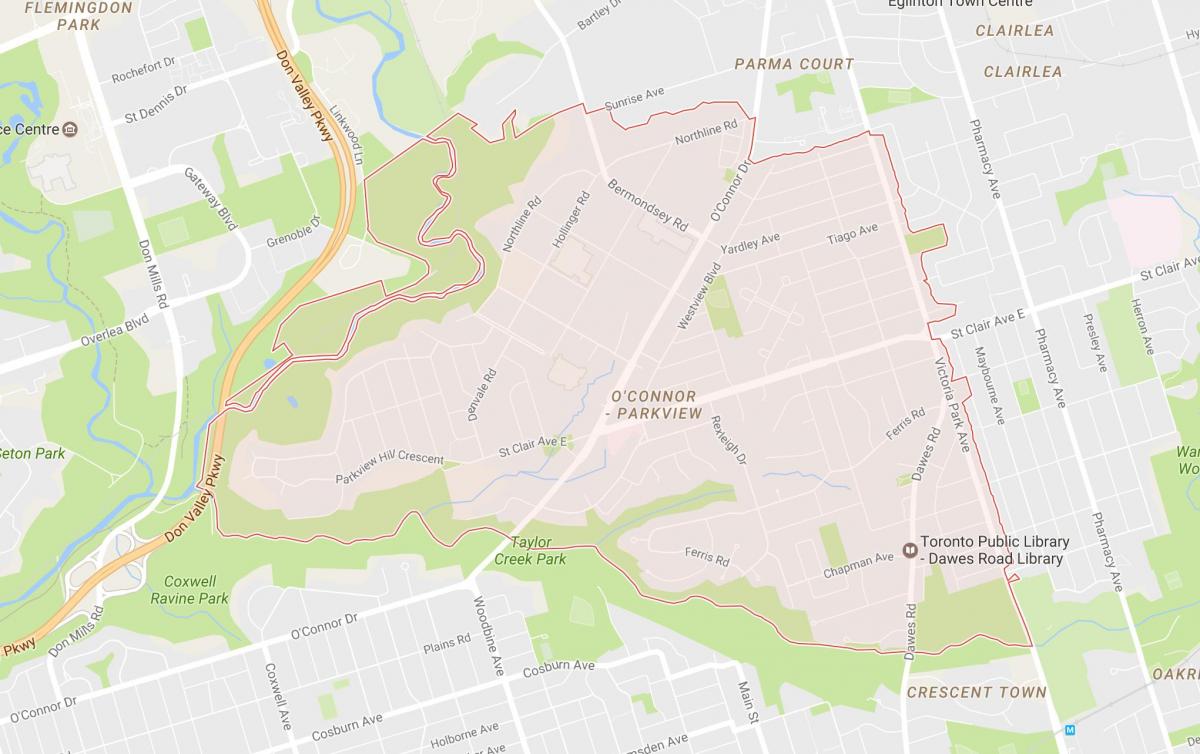 Peta dari tali Kekang Jalan lingkungan Toronto