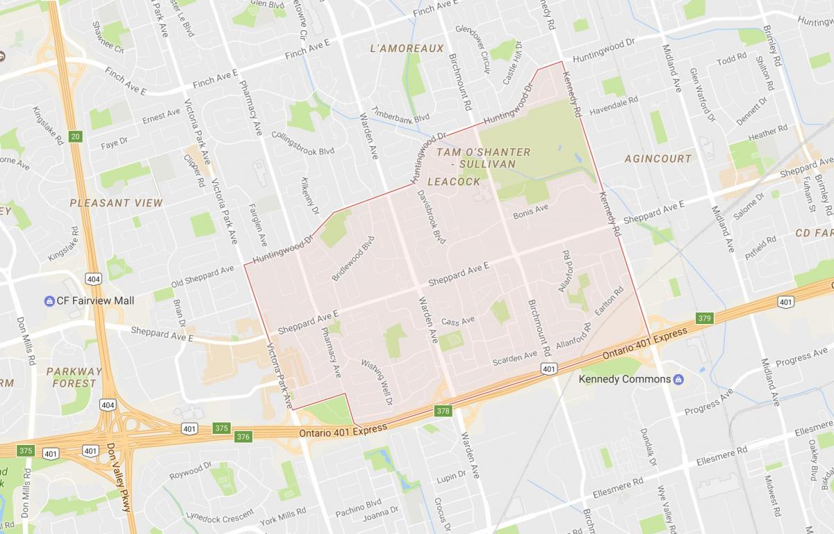 Peta dari Tam o'shanter – Sullivan lingkungan Toronto