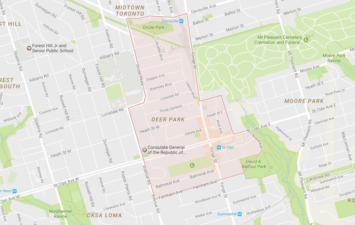 Peta Taman Rusa lingkungan Toronto