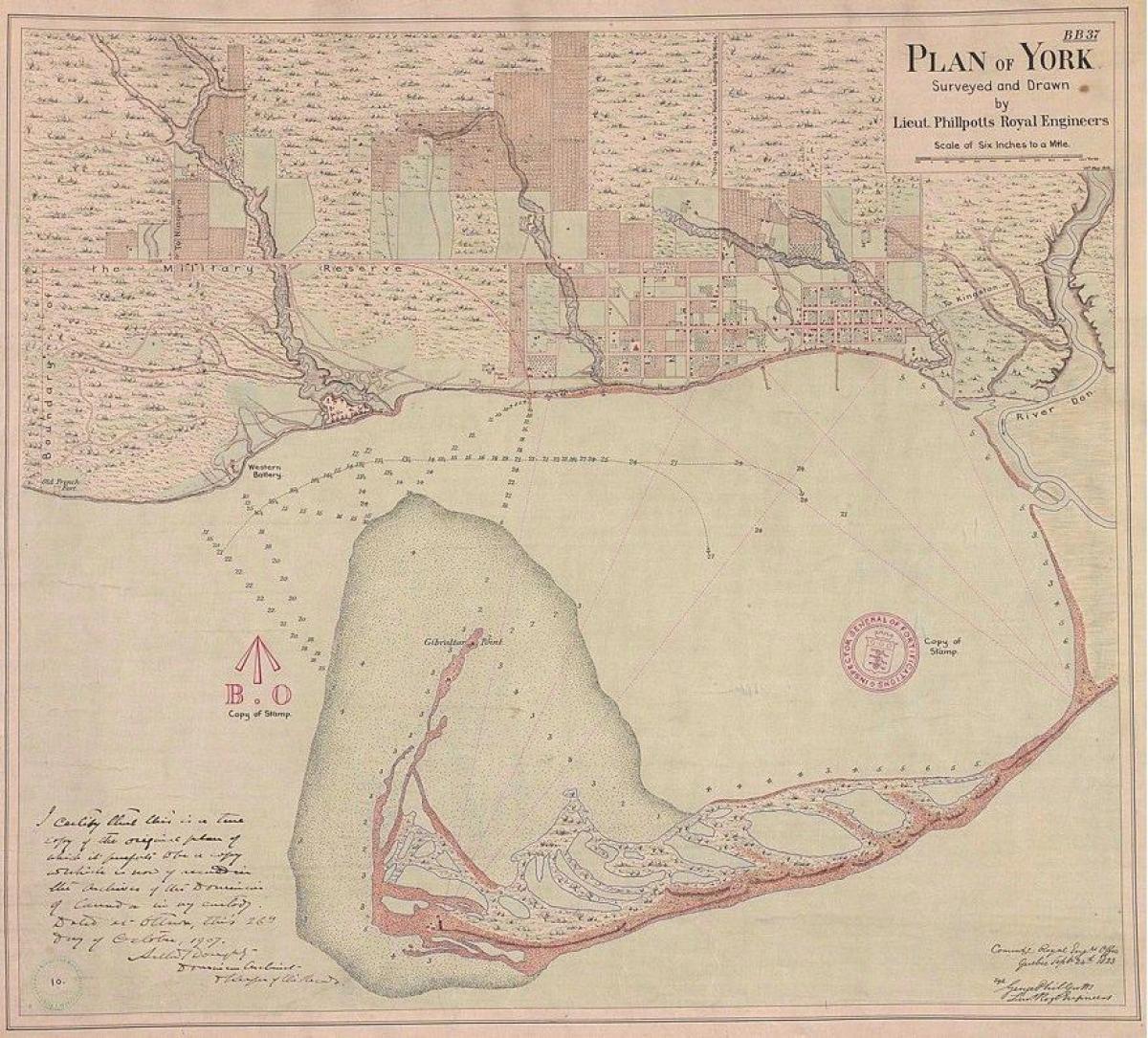 Peta land of York di Toronto 1787-1884