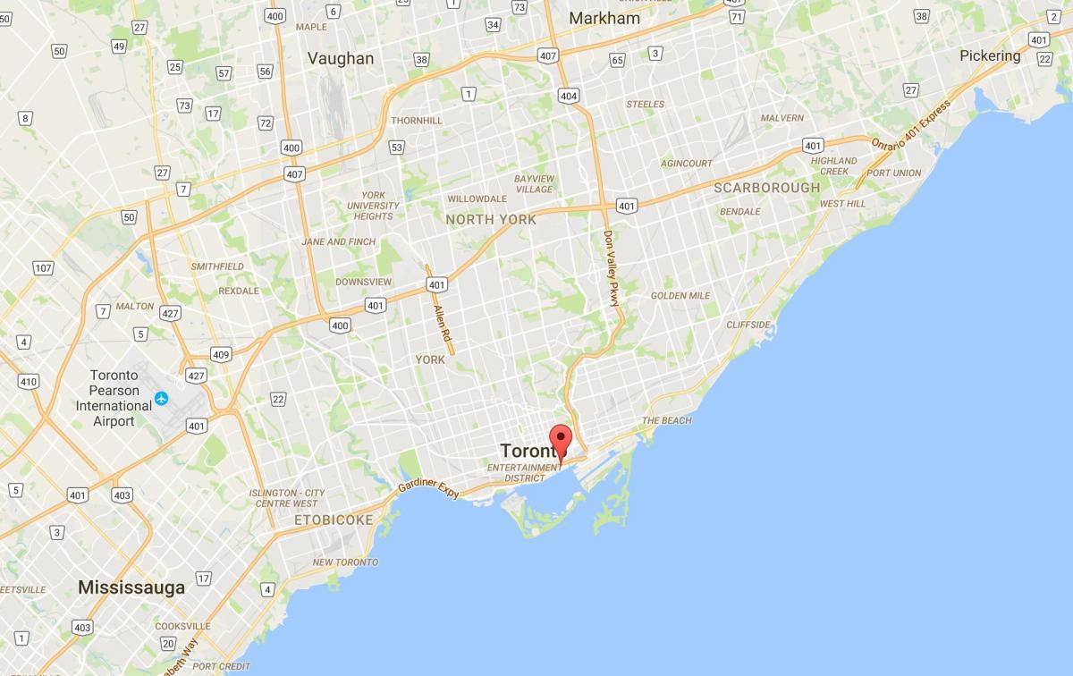 Peta dari Timur Bayfront district, Toronto
