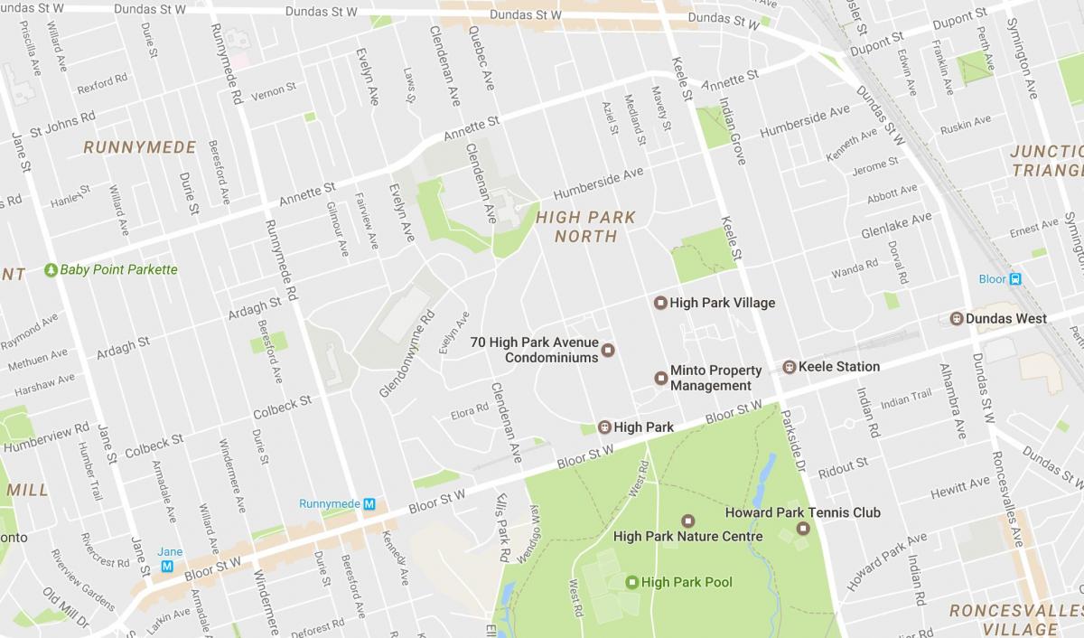 Peta Tinggi Taman lingkungan Toronto