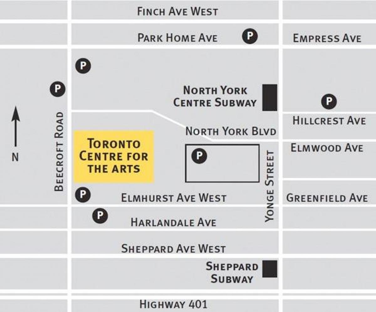 Peta dari Toronto centre for the arts