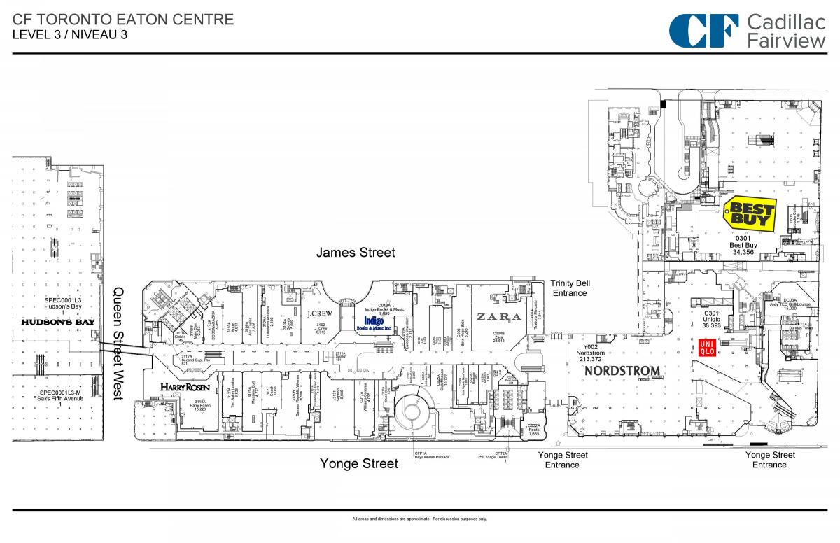 Peta dari Toronto Dimakan Centre lantai 3