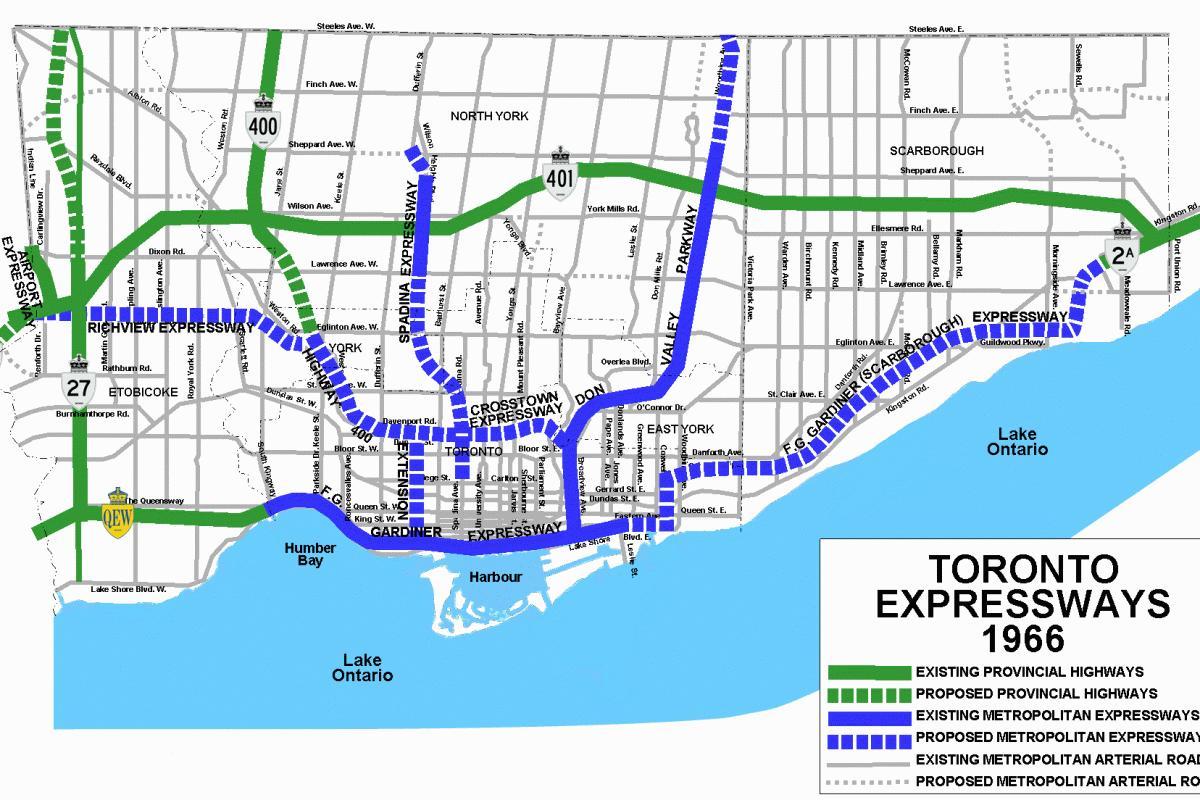Peta dari Toronto jalan raya