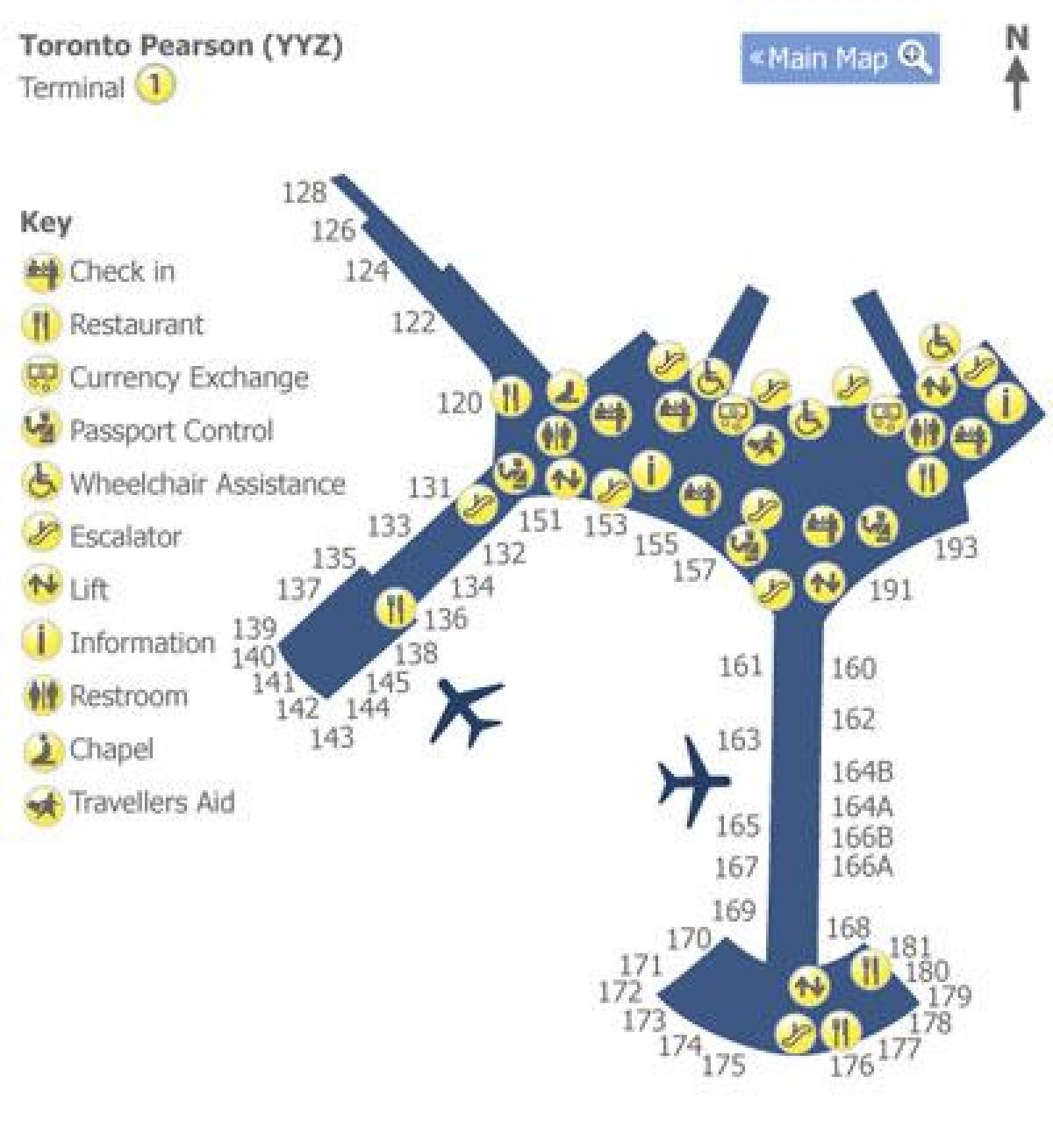 Peta dari Toronto Pearson airport terminal 1