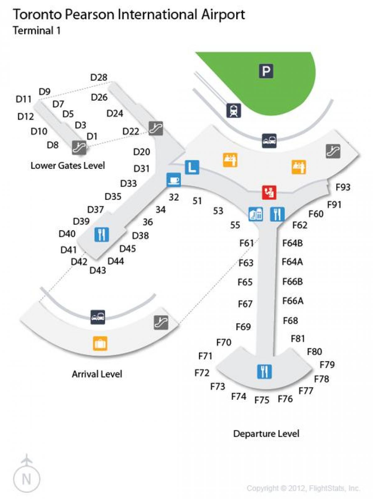 Peta dari Toronto Pearson international airport terminal 1