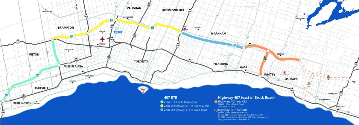 Peta dari Toronto raya 407