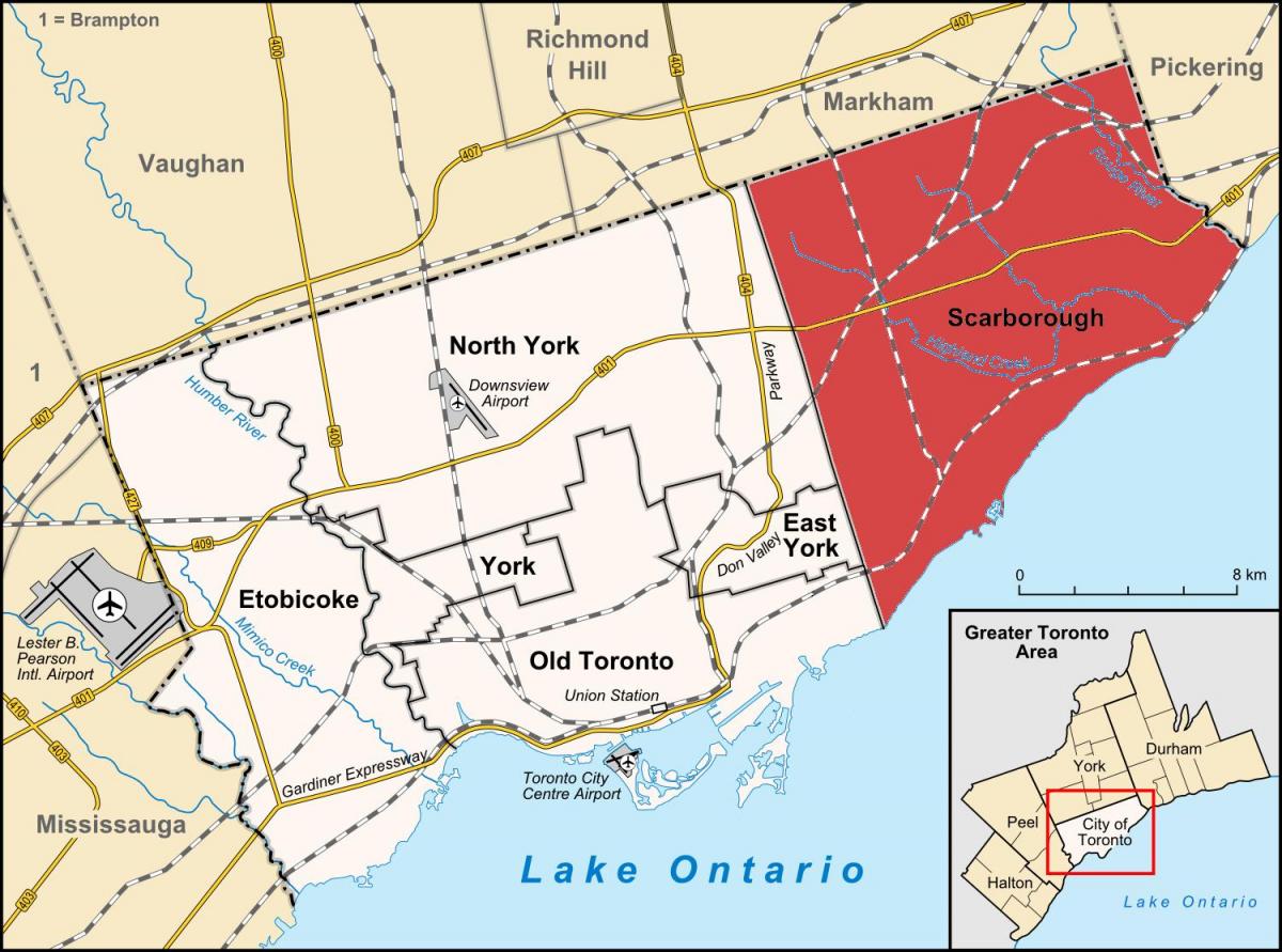 Peta dari Toronto Scarborough