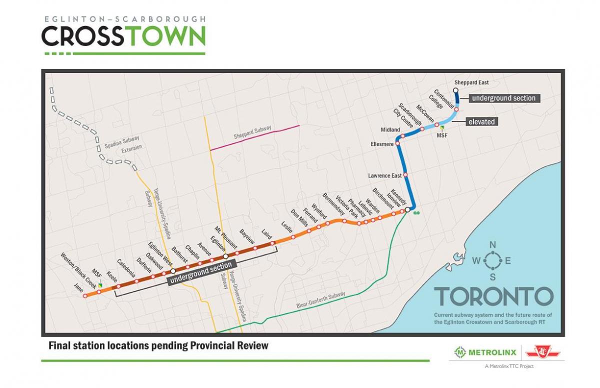 Peta dari Toronto subway line 5 Eglinton