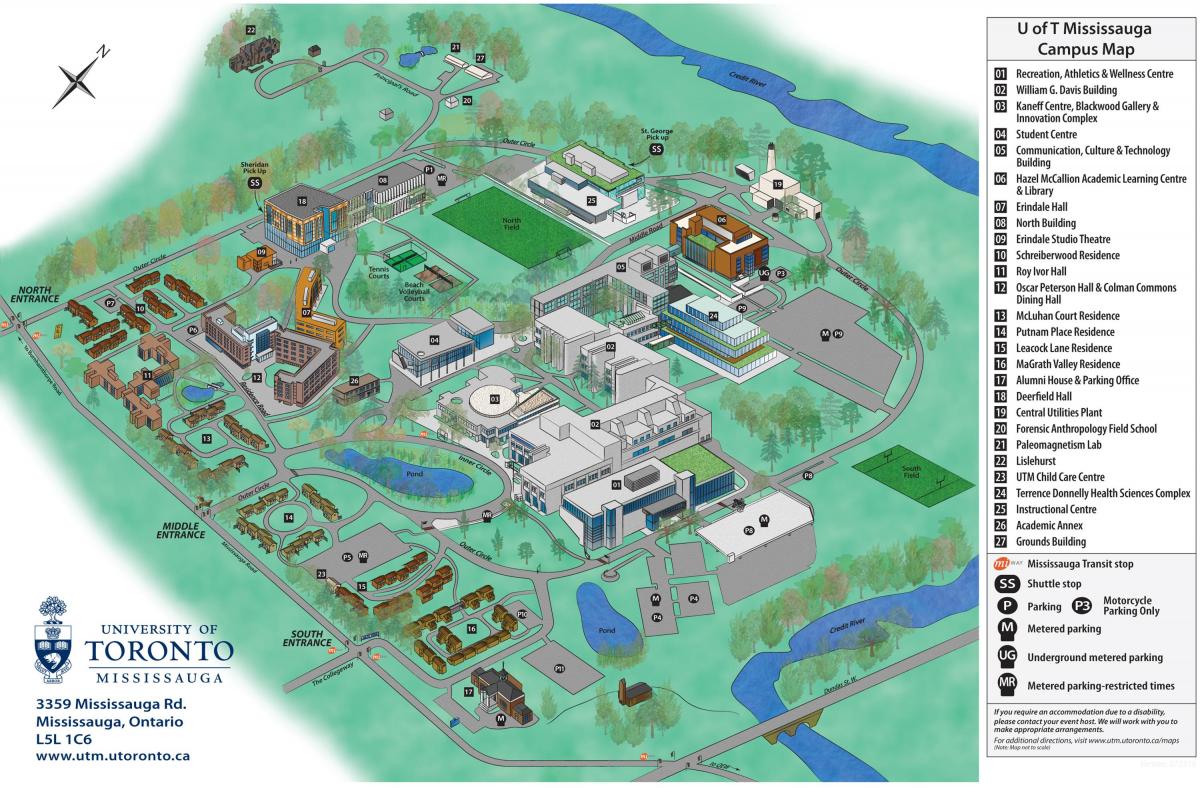 Peta dari university of Toronto Mississauga kampus