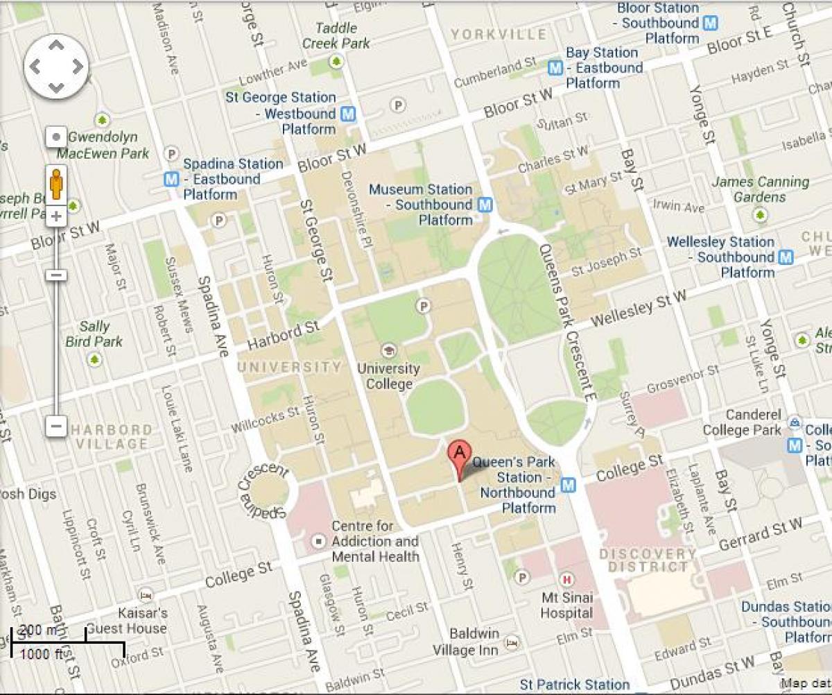 Peta dari university of Toronto St George