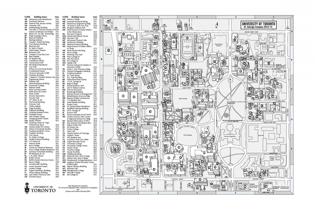 Peta dari university of Toronto St Georges kampus