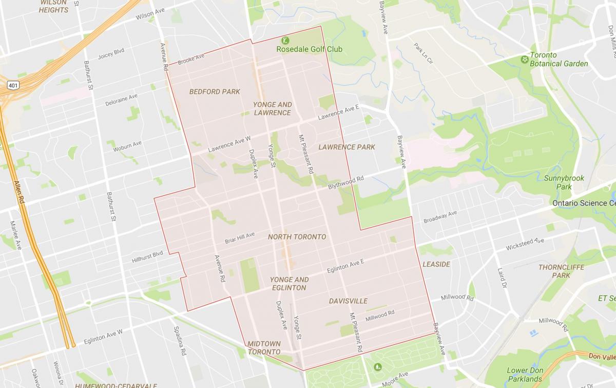 Peta dari Utara lingkungan Toronto