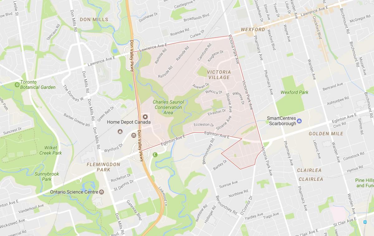 Peta dari Victoria Village lingkungan Toronto