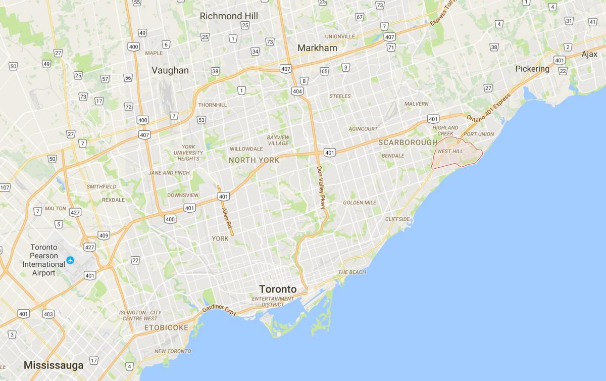 Peta dari West Hill district, Toronto