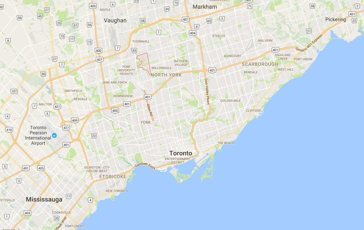 Peta dari Westminster–Branson district, Toronto
