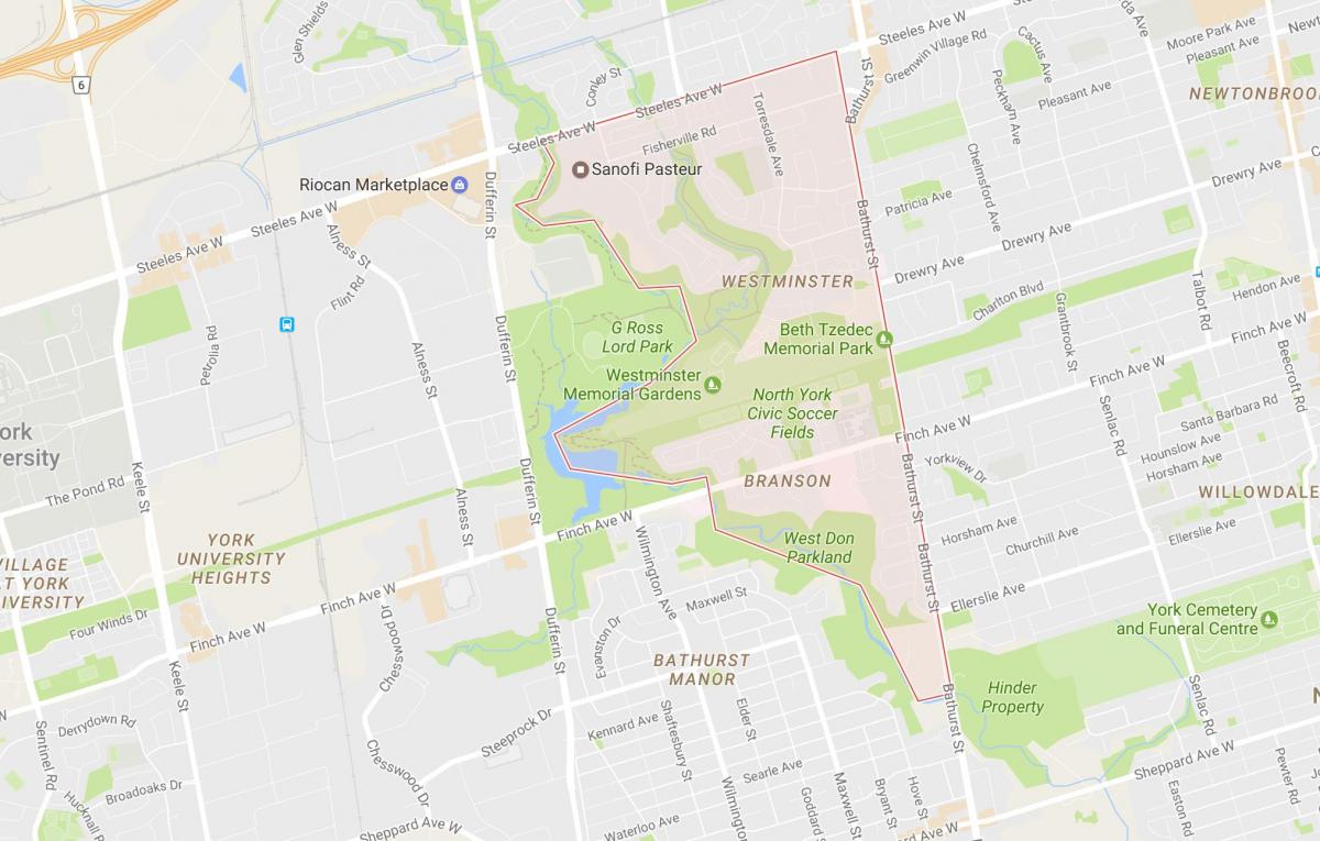 Peta dari Westminster–Branson lingkungan Toronto