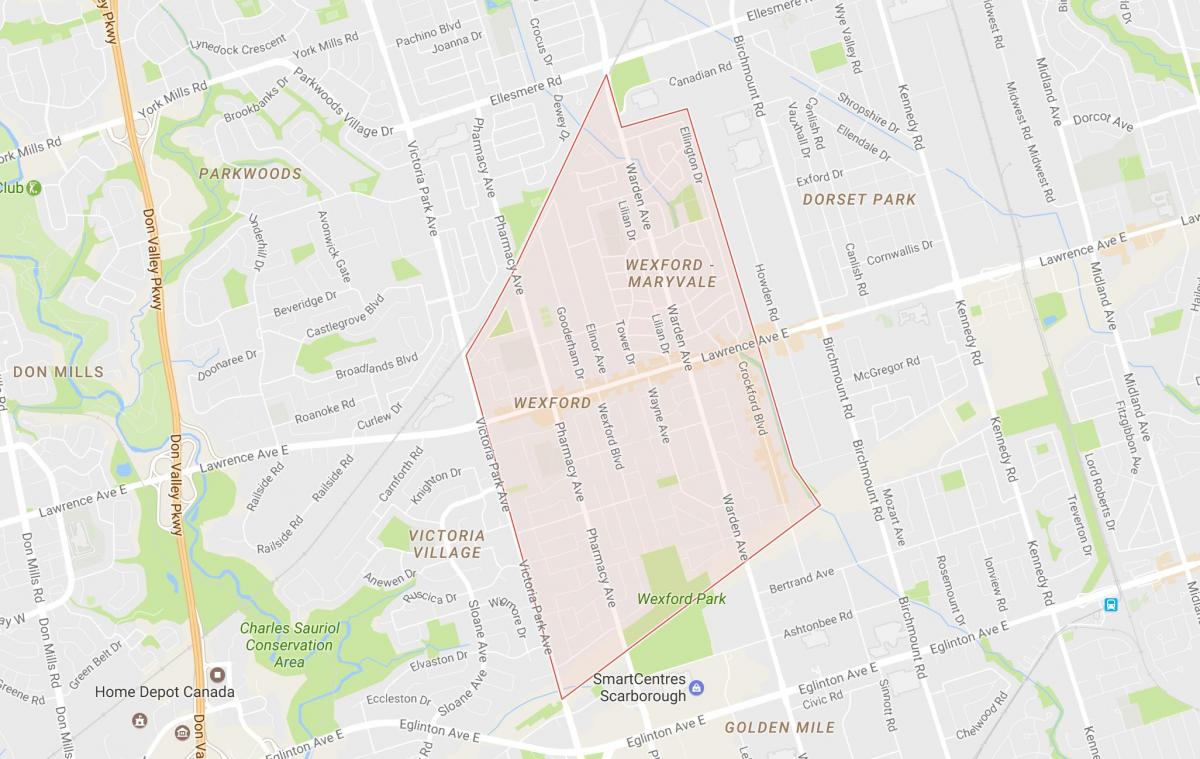 Peta dari Wexford lingkungan Toronto