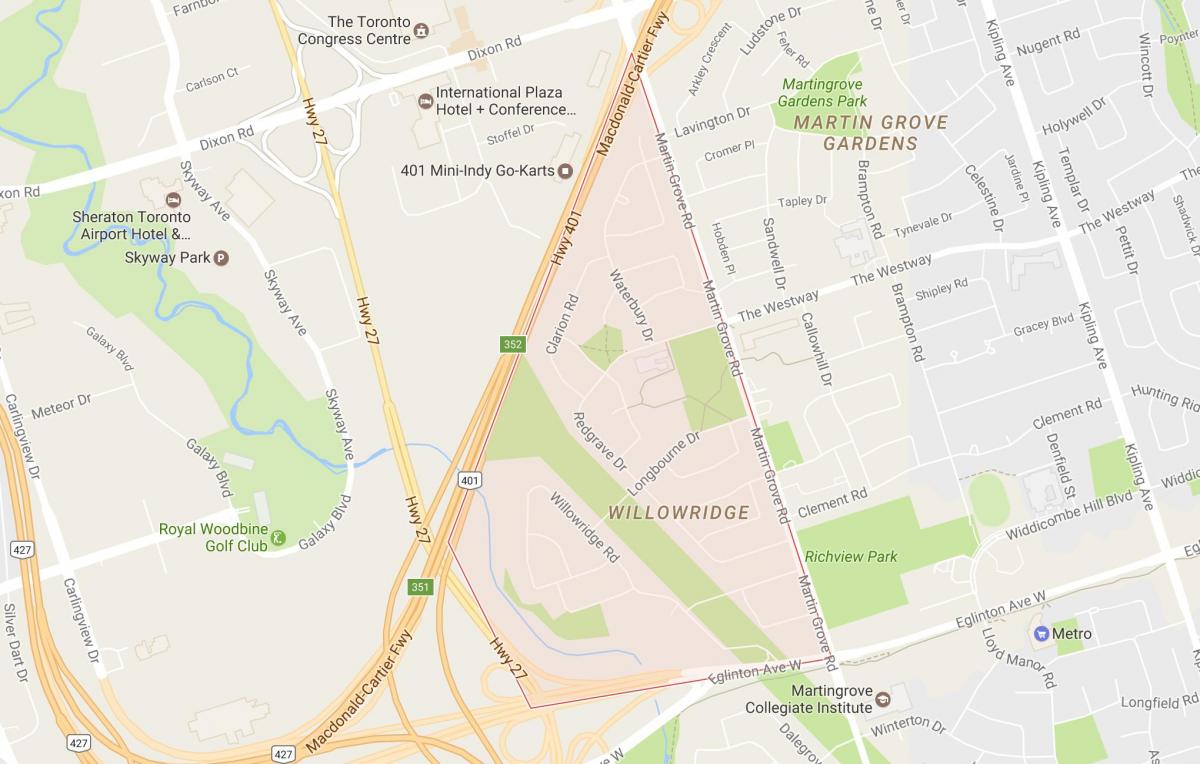 Peta dari Willowridge lingkungan Toronto