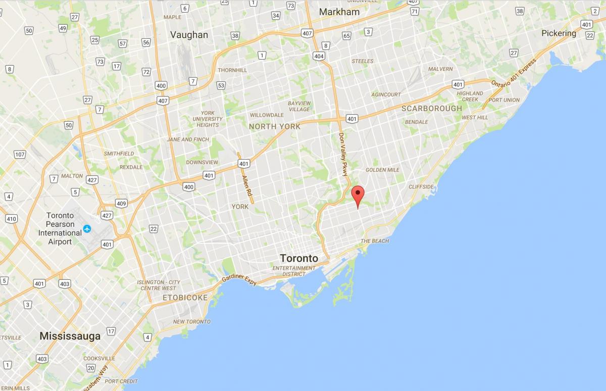 Peta dari Woodbine Heightsdistrict Toronto